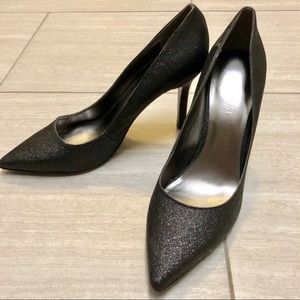 Nine West black glitter pointed high heels US7